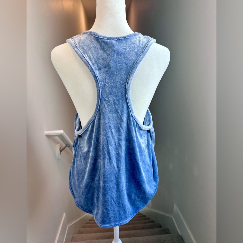 Free People Intimately Blue Frenchie Velour Racerback Tank Top Medium - Picture 3 of 6